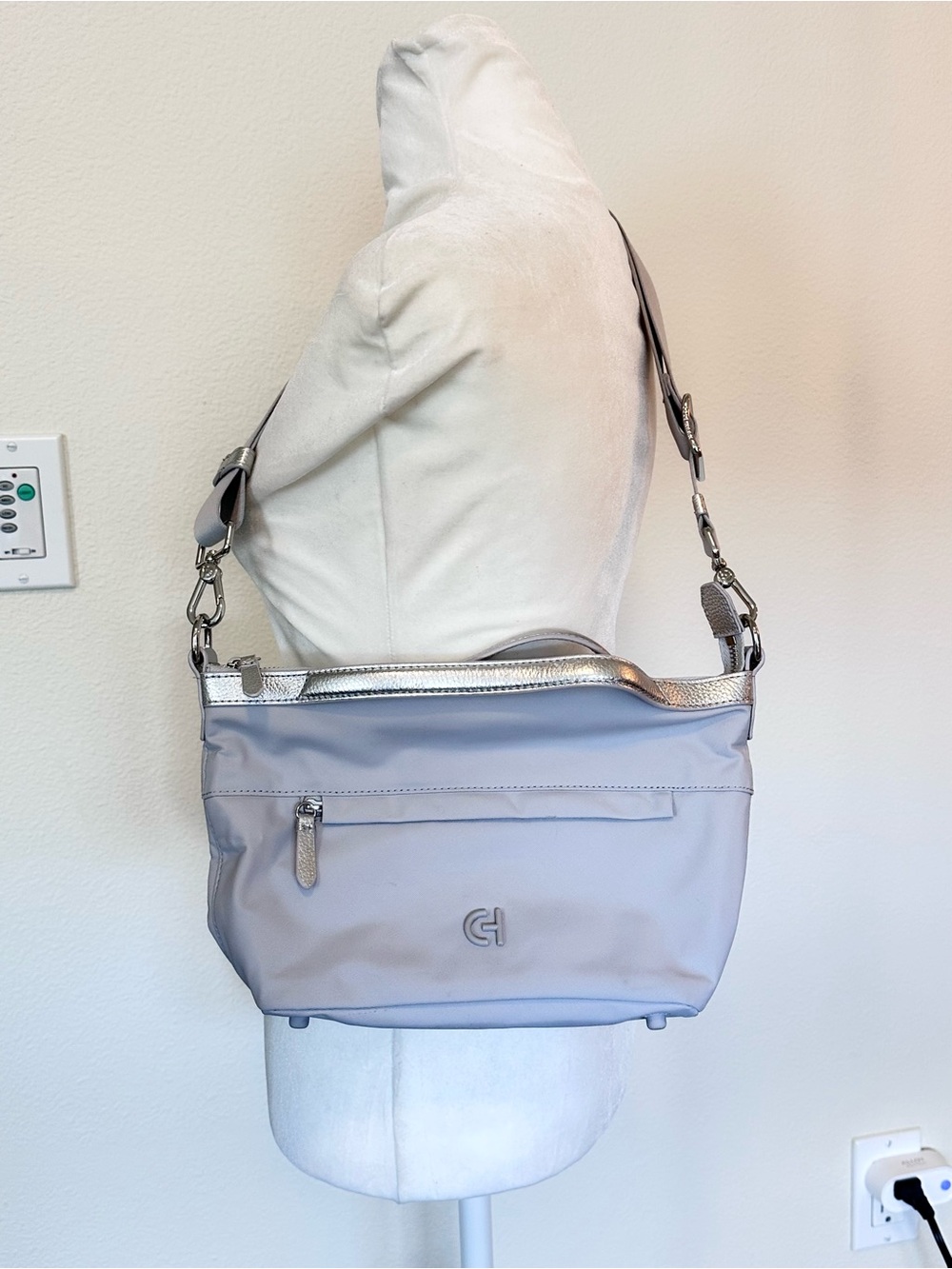 Cole Haan Grand Ambition Mini Nylon Duffle Gray Crossbody Bag